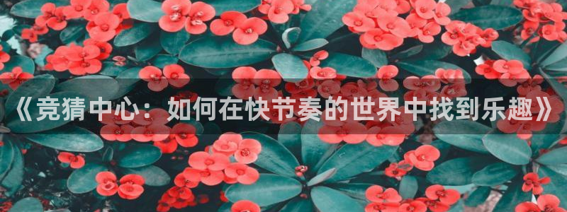 《竞猜中心：如何在快节奏的世界中找到乐趣》